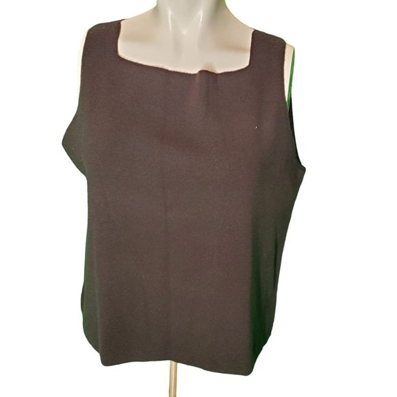 Eileen Fisher Vintage Brown Wool Rib Knit Sweater Tank Square Neck Sz M - Picture 1 of 4
